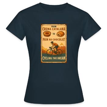From Crema Catalana to Pain au Chocolat Cycling - Frauen T-Shirt - Navy - Vorne - AI Model Female 172 dark (172cm)