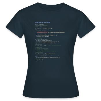 404 Cerveau introuvable Code Python - T-shirt Femme - marine - Devant - AI Model Female 172 dark (172cm)