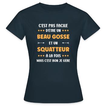 squatteur - T-shirt Femme - marine - Devant - AI Model Female 172 dark (172cm)