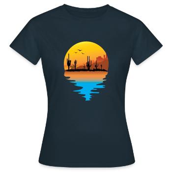 T-shirt Cowboy Retro Vintage Canyon du désert - T-shirt Femme - marine - Devant - AI Model Female 172 dark (172cm)