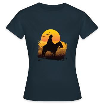 T-shirt vintage rétro équitation soleil - T-shirt Femme - marine - Devant - AI Model Female 172 dark (172cm)