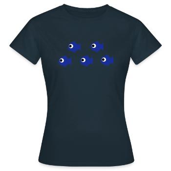 Fischschwarm - Frauen T-Shirt - Navy - Vorne - AI Model Female 172 dark (172cm)