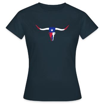 texas longhorn skull / Rinderschädel (3c) - Women's T-Shirt - navy - Front - AI Model Female 172 dark (172cm)