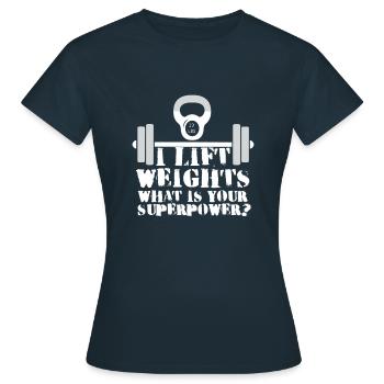 Powerlifter Superpower - Women's T-Shirt - navy - Front - AI Model Female 172 dark (172cm)