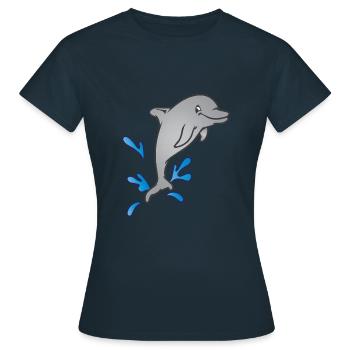 Dauphin des dauphins saute hors de l'eau - T-shirt Femme - marine - Devant - AI Model Female 172 dark (172cm)