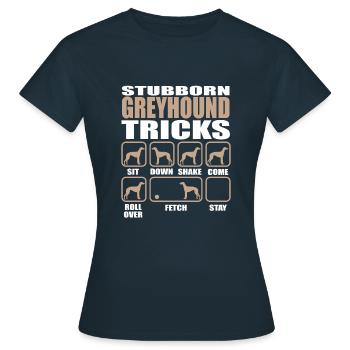Conception de trucs obstinés de lévriers - T-shirt Femme - marine - Devant - AI Model Female 172 dark (172cm)