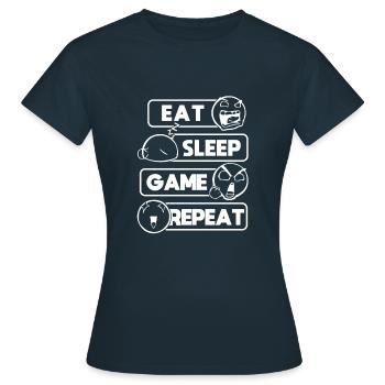 Eat Sleep Game Repeat Gamer Gift Computer Game - Women's T-Shirt - navy - Front - AI Model Female 172 dark (172cm)