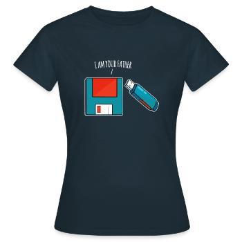 I Am Your Father USB Stick Diskette Old Computer - Frauen T-Shirt - Navy - Vorne - AI Model Female 172 dark (172cm)