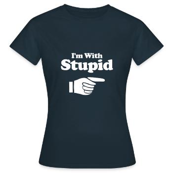 I'm with stupid - Funny design - Women's T-Shirt - navy - Front - AI Model Female 172 dark (172cm)