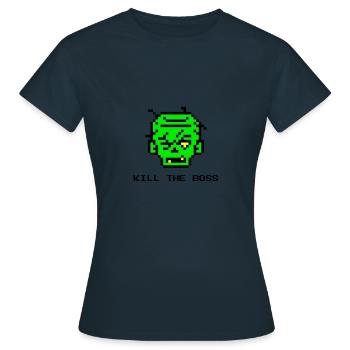 casual retrogaming t-shirt fun cool 8bit - Women's T-Shirt - navy - Front - AI Model Female 172 dark (172cm)