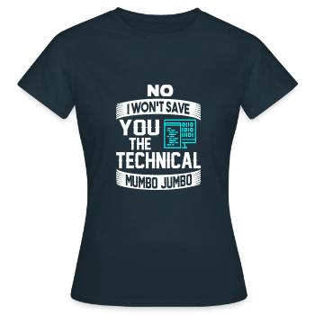 Cadeau drôle de programmeur technique Mumbo Jumbo - T-shirt Femme - marine - Devant - AI Model Female 172 dark (172cm)