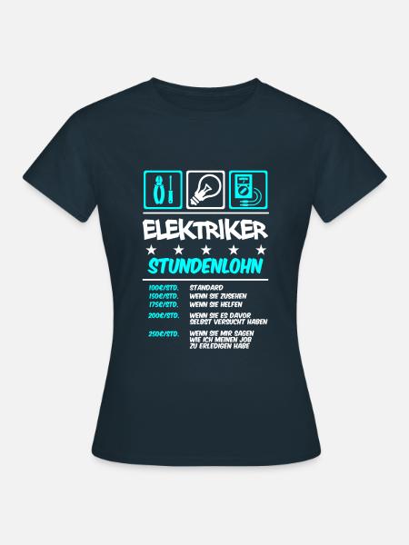 Stundenlohn | Elektriker - Frauen T-Shirt - Navy