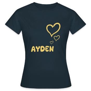 First name Ayden - Women's T-Shirt - navy - Front - AI Model Female 172 dark (172cm)