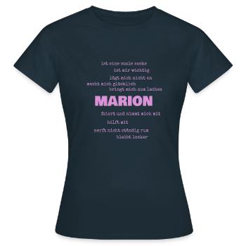 Sprüche Marion - Frauen T-Shirt - Navy - Vorne - AI Model Female 172 dark (172cm)
