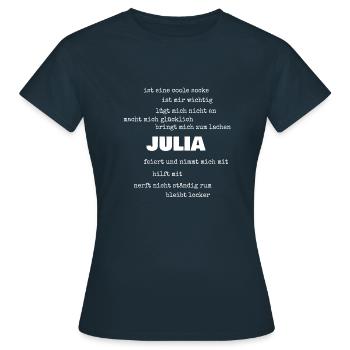 Julia - Frauen T-Shirt - Navy - Vorne - AI Model Female 172 dark (172cm)