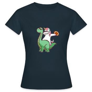 Cadeau de dinosaure football licorne fantaisie - T-shirt Femme - marine - Devant - AI Model Female 172 dark (172cm)