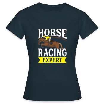 Expert en courses de chevaux Jockey Hippodrome Chevaux - T-shirt Femme - marine - Devant - AI Model Female 172 dark (172cm)