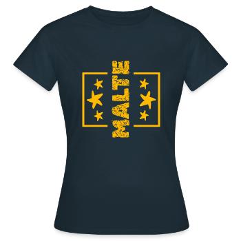 First name Malte - Women's T-Shirt - navy - Front - AI Model Female 172 dark (172cm)
