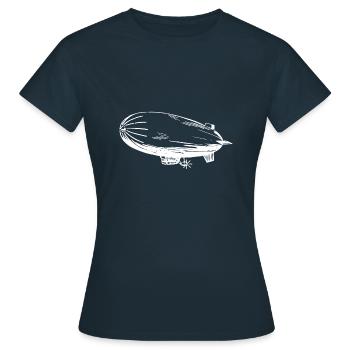 Silhouette eines Luftschiffs – Stilvolles - Frauen T-Shirt - Navy - Vorne - AI Model Female 172 dark (172cm)