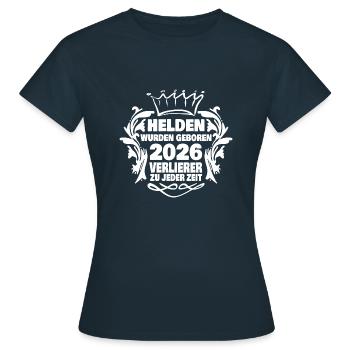 geboren 2026 - Frauen T-Shirt - Navy - Vorne - AI Model Female 172 dark (172cm)