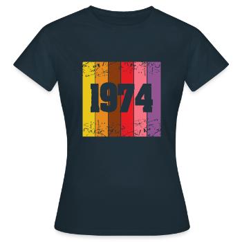 Year 1974 - Women's T-Shirt - navy - Front - AI Model Female 172 dark (172cm)