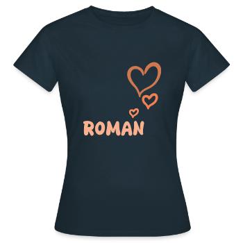 Roman als Vorname - Frauen T-Shirt - Navy - Vorne - AI Model Female 172 dark (172cm)