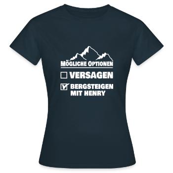Bergsteigen Henry - Frauen T-Shirt - Navy - Vorne - AI Model Female 172 dark (172cm)