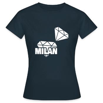 Milan als Kostbar - Frauen T-Shirt - Navy - Vorne - AI Model Female 172 dark (172cm)