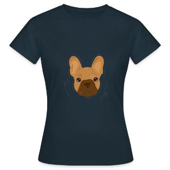 Französische Bulldogge - Frauen T-Shirt - Navy - Vorne - AI Model Female 172 dark (172cm)