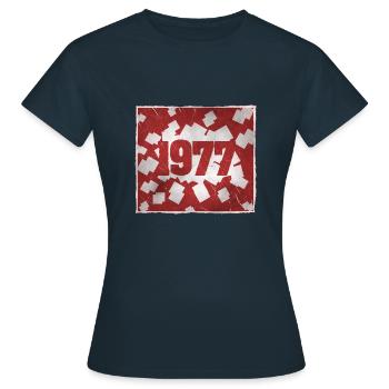 Born in 1977 - Women's T-Shirt - navy - Front - AI Model Female 172 dark (172cm)
