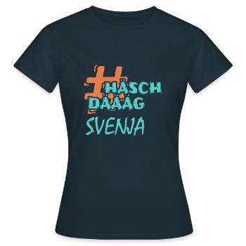 First name Svenja - Women's T-Shirt - navy - Front - AI Model Female 172 dark (172cm)