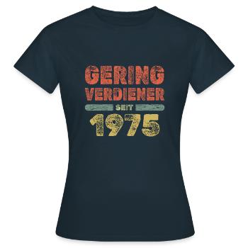Faibles revenus en 1975 - T-shirt Femme - marine - Devant - AI Model Female 172 dark (172cm)