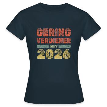 Personnes à faible revenu en 2026 - T-shirt Femme - marine - Devant - AI Model Female 172 dark (172cm)