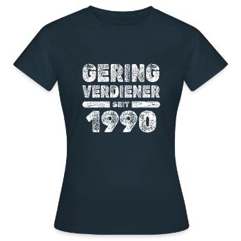 Personnes à faible revenu 1990 - T-shirt Femme - marine - Devant - AI Model Female 172 dark (172cm)