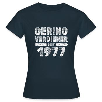 Award 1977 - Women's T-Shirt - navy - Front - AI Model Female 172 dark (172cm)