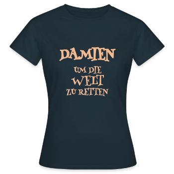 Damien als Helfer - Frauen T-Shirt - Navy - Vorne - AI Model Female 172 dark (172cm)