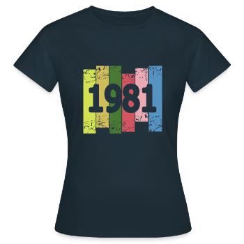 Farbenfroh 1981 - Frauen T-Shirt - Navy - Vorne - AI Model Female 172 dark (172cm)
