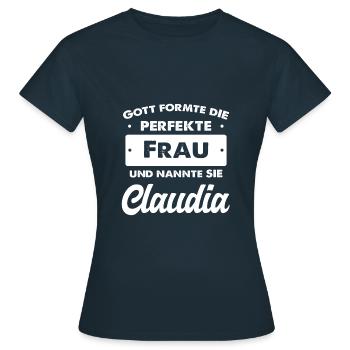 Claudia - Frauen T-Shirt - Navy - Vorne - AI Model Female 172 dark (172cm)