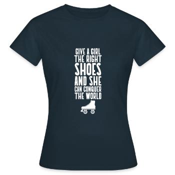 Rollschuhlaufen - Frauen T-Shirt - Navy - Vorne - AI Model Female 172 dark (172cm)