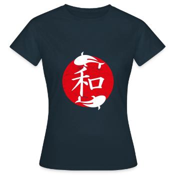 Paix art japonais - T-shirt Femme - marine - Devant - AI Model Female 172 dark (172cm)
