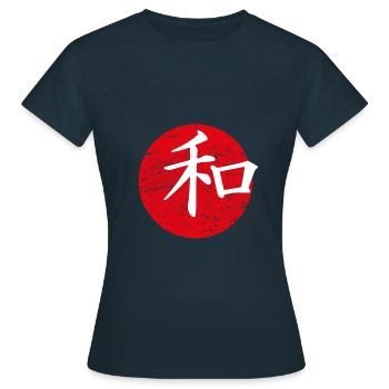 Frieden japanische Kunst - Frauen T-Shirt - Navy - Vorne - AI Model Female 172 dark (172cm)