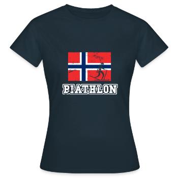 Biathlon Norwegen - Frauen T-Shirt - Navy - Vorne - AI Model Female 172 dark (172cm)