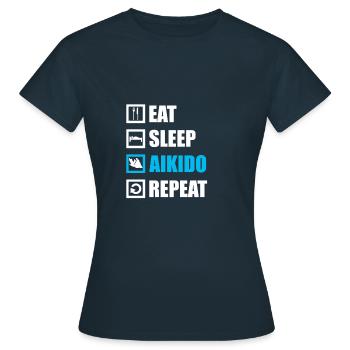 Aikido - Frauen T-Shirt - Navy - Vorne - AI Model Female 172 dark (172cm)
