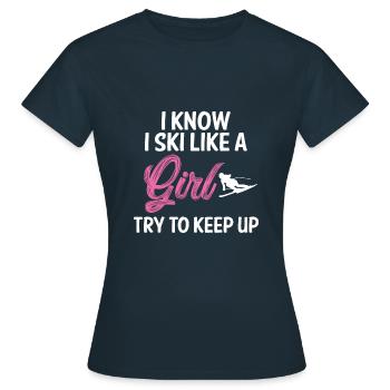 Skiing Skiing Skiing Skiing Skiing Berg - Women's T-Shirt - navy - Front - AI Model Female 172 dark (172cm)