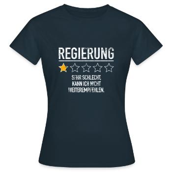 Regierung - Bewertung - kann nicht weiterempfehlen - Frauen T-Shirt - Navy - Vorne - AI Model Female 172 dark (172cm)