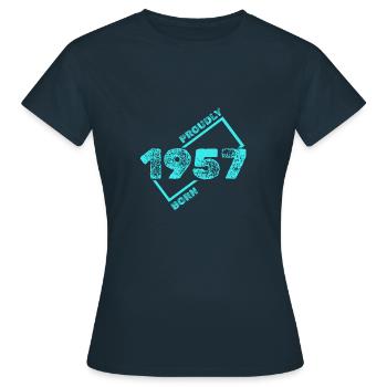 1957 - Frauen T-Shirt - Navy - Vorne - AI Model Female 172 dark (172cm)
