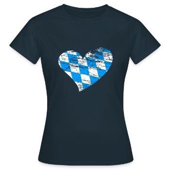 Herz Bayer Bayern weißblau - Frauen T-Shirt - Navy - Vorne - AI Model Female 172 dark (172cm)