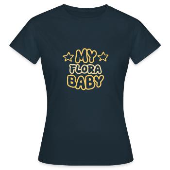 Geburt Flora - Frauen T-Shirt - Navy - Vorne - AI Model Female 172 dark (172cm)