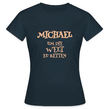 Michael als Helfer - Frauen T-Shirt - Navy - Vorne - AI Model Female 172 dark (172cm)