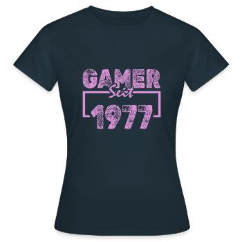 Typing 1977 - Women's T-Shirt - navy - Front - AI Model Female 172 dark (172cm)